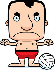 Cartoon Angry Beach Volleyball Player Man