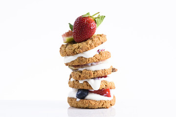 Stack of cookies on white background