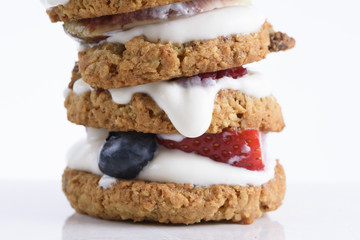 Stack of cookies on white background