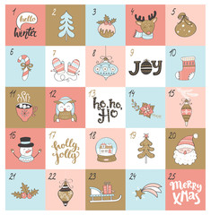Christmas advent calendar with christmas symbols.