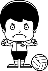 Cartoon Angry Volleyball Player Boy