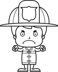 Cartoon Angry Firefighter Boy