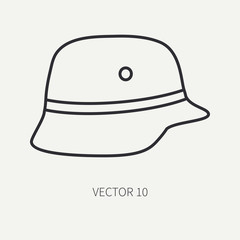 Line flat plain vector motorcycle icon classic helmet. Legendary retro. Cartoon style. Biker motoclub. Equipment. Freedom rider. Chopper. Moto. Illustration and element for your design and wallpaper