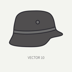 Line flat color vector motorcycle icon classic helmet. Legendary retro. Cartoon style. Biker motoclub. Equipment. Freedom rider. Chopper. Moto. Illustration and element for your design and wallpaper