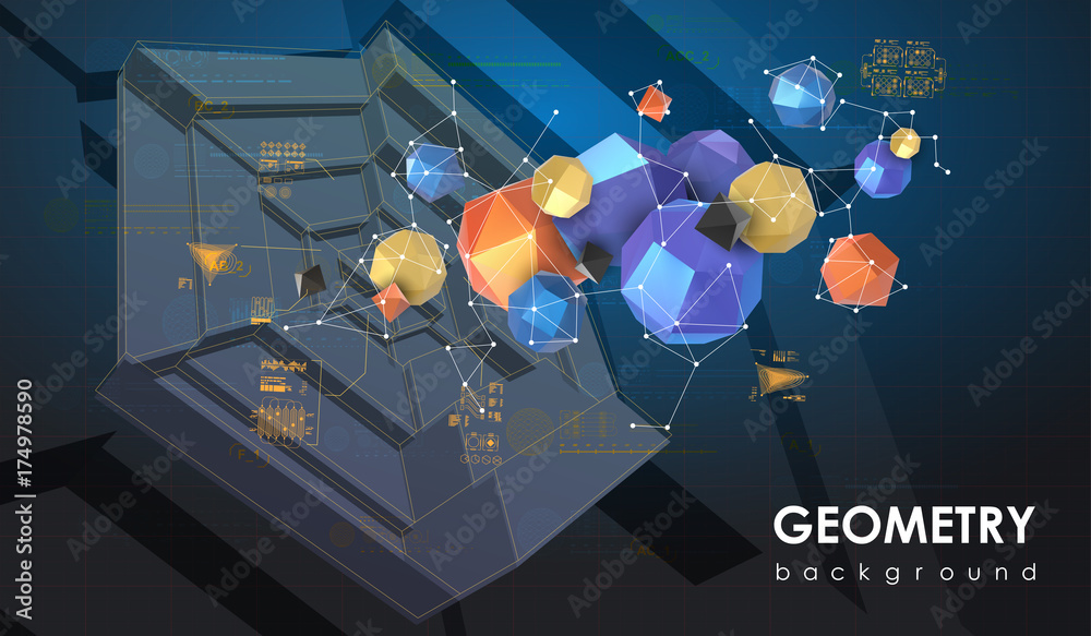 Poster Big data visualization. Abstract Futuristic background with Visual data complexity. Information aesthetic design with futuristic HUD elements.