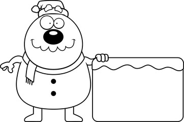 Cartoon Snowman Santa Sign