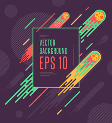Minimalistic space comets colorful geometric background. Vector design for your art, covers, postcards, flyers, posters, banner. Eps10 vector illustration
