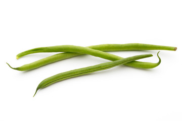 Green beans isolated on a white background.