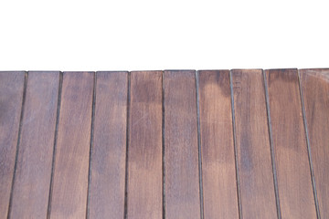 Wooden of brown desk with white isolated background