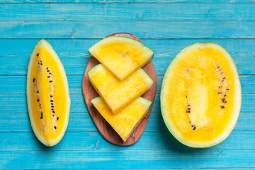 Slice yellow watermelon