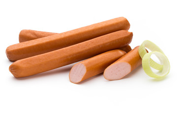 Fresh sausage isolated over white background.