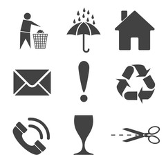 Cargo packaging symbols. Vector illustration.