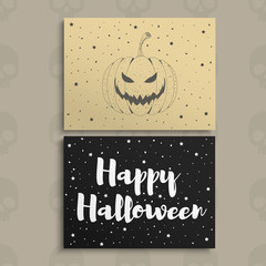Happy Halloween. Halloween hand drawn invitation or greeting Cards. Vector illustration