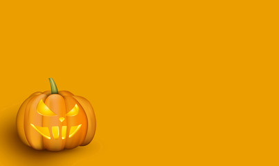 Orange background with halloween pumpkin.