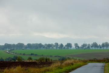 Countryside road at rainy day