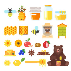 beekeeping and honey icons