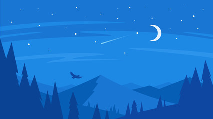 night forest and mountain © thruer
