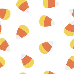 Candy corn vector seamless pattern. Halloween background