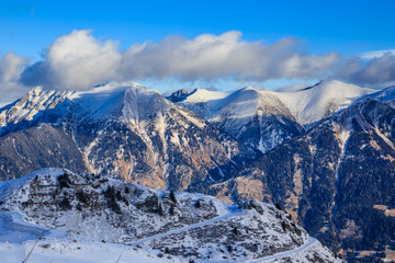 Mountains with snow in winter. Ski resort   Bad Gasteinl, Austria