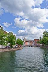Fototapeta premium The canal embankment in Bruges, Belgium