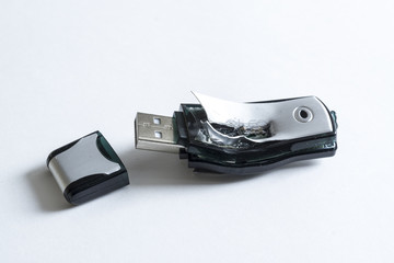 broken usb stick, isolated