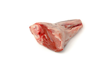 Fresh red meat, lamb shank raw, chops isolated on white