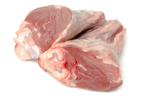 Fresh Red Meat, Lamb Shank Raw, Chops Isolated On White