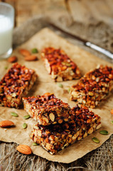 Honey nuts bars with milk