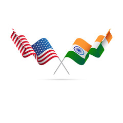 USA and India flags. Vector illustration.