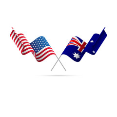 USA and Australia flags. Vector illustration.