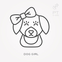 Line icon dog girl