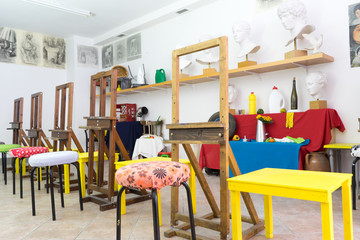 Interior of art studio