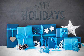 Christmas Gifts, Snow, Calligraphy Happy Holidays