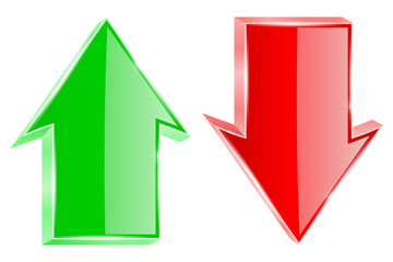 3d arrows. Green and red web 3d icons