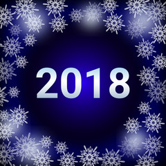 Christmas Snowflakes and 2018 stylish inscription for congratulations card, banner, flyer. holiday design.