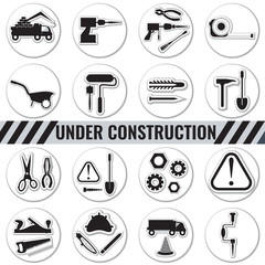 set of black and white icons. tools for construction and repair. vector illustration. Isolated