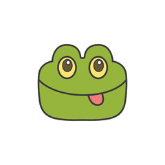 Cute cartoon frog face vector illustration.