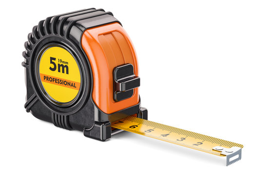 Orange tape measure, 3D rendering