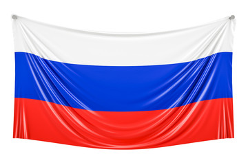 Naklejka premium Russian flag hanging on the wall, 3D rendering
