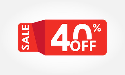 40% off. Sale and discount tag with 40 percent price off icon. Vector illustration.