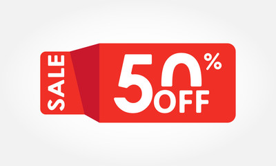 Fototapeta premium 50% off. Sale and discount tag with 50 percent price off icon. Vector illustration.