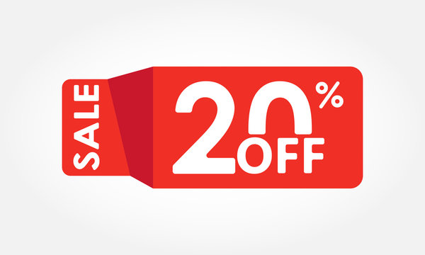 20% off. Sale and discount tag with 20 percent price off icon. Vector illustration.