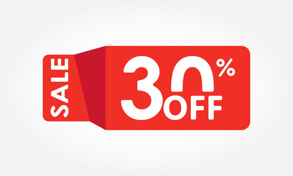 30% off. Sale and discount tag with 30 percent price off icon. Vector illustration.