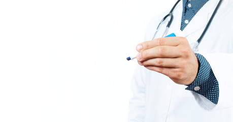 Doctor writing something in the air with marker.