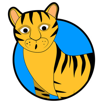 Striped wild tiger sticker icon cartoon