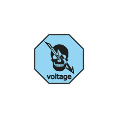 Warning sticker labels for electrical consumers voltage notice