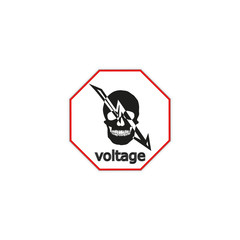 Warning sticker labels for electrical consumers voltage notice