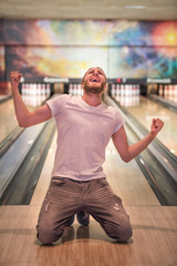 Man playing bowling