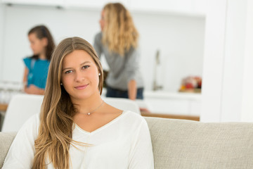 Fototapeta premium young woman at the sofa