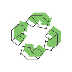 Recycle green icon, doodle style